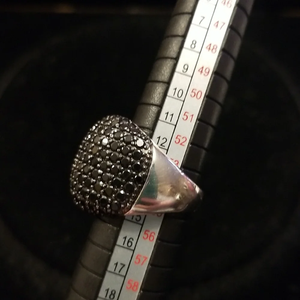 Black Spinel 925 Sterling Silver fashion ring size 7 - Picture 3 of 6